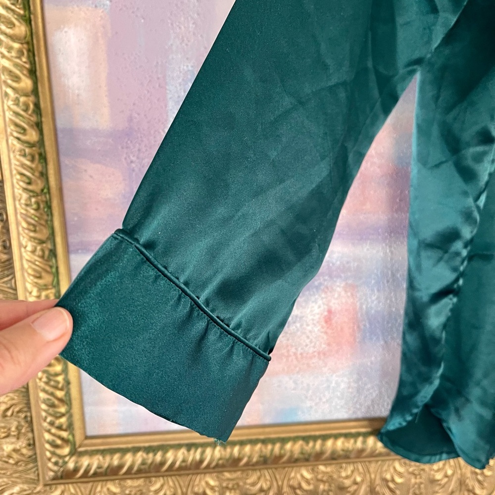 Victoria's Secret Vintage Gold Label Satin Sleep Nightshirt Green Size Medium - Picture 3 of 9